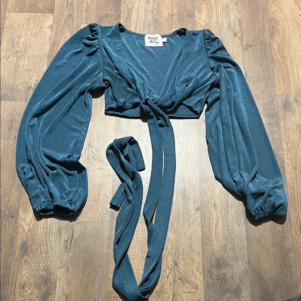 Princess Polly Teal Long Sleeve Wrap Blouse